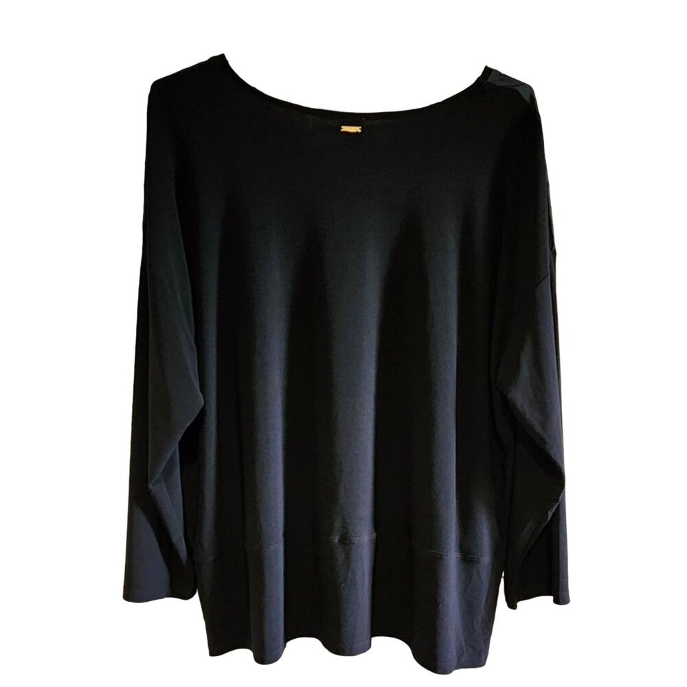 NWT Anne Klein Womens Black Long Sleeve V-Neck Top Size 3X Polyester Blend Made